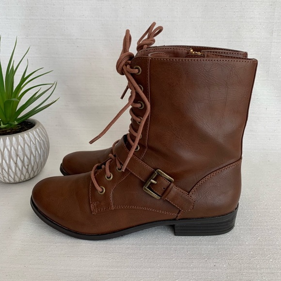 a.n.a. Brown Faux Leather lace Up Boots Woman’s 7.5M - Picture 6 of 12